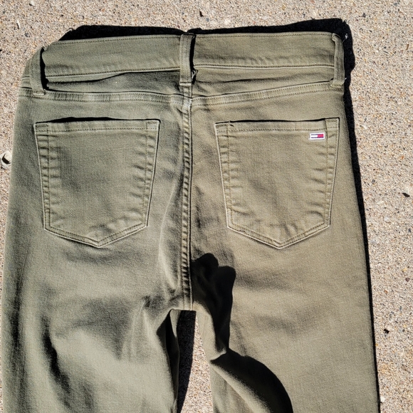 Olive Tommy Jeans High Rise Skinny Button Fly Raw Hem Stretch Green 4 - Picture 7 of 9